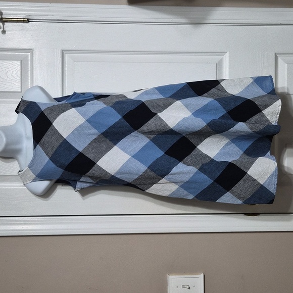 JH Dresses & Skirts - JH Blue And White Plaid Dress With POCKETS Ex Cond Size 4 LINEN & COTTON NWOT